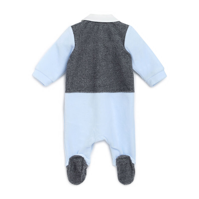 Boys Light Blue Printed Front Opening Babysuit image number 1
